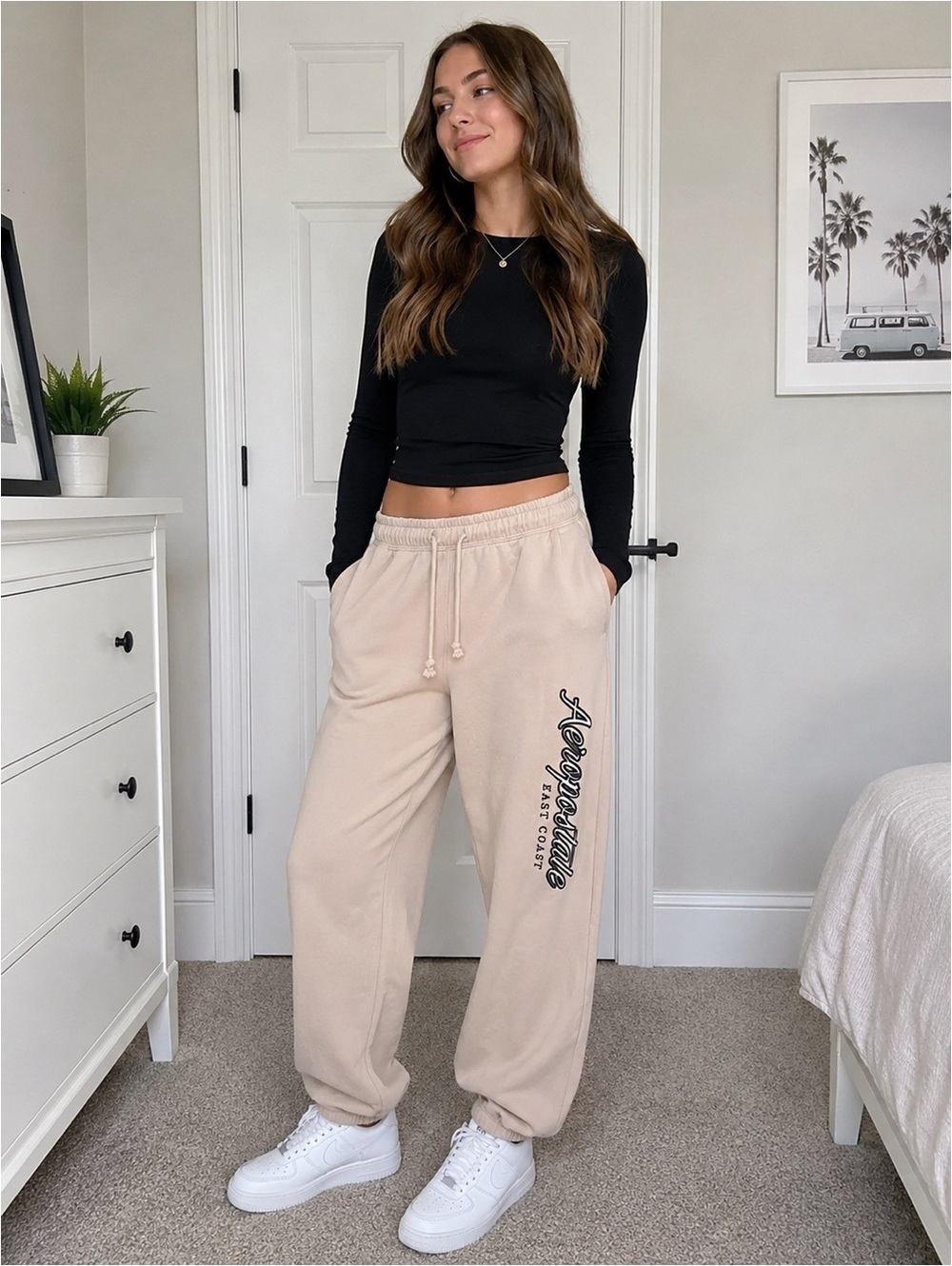Aeropostale East Coast Jogger Sweatpants Beige Women’s Size S